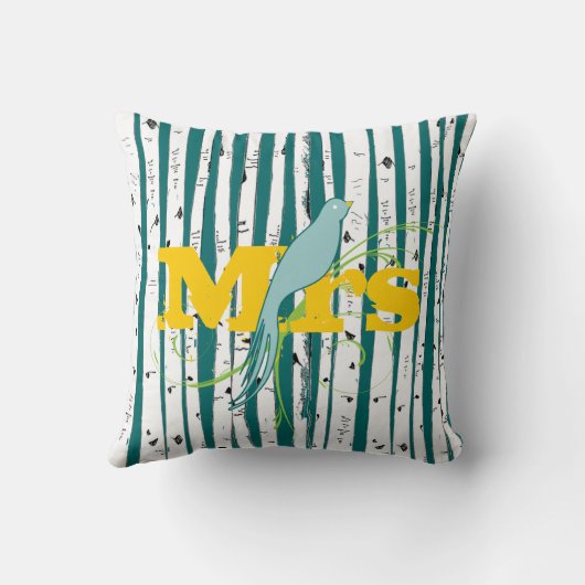 Mr of Mrs personalizes Birch Tree Kussens (Achterkant)