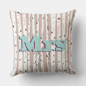 Mr of Mrs personalizes Birch Tree Kussens (Achterkant)