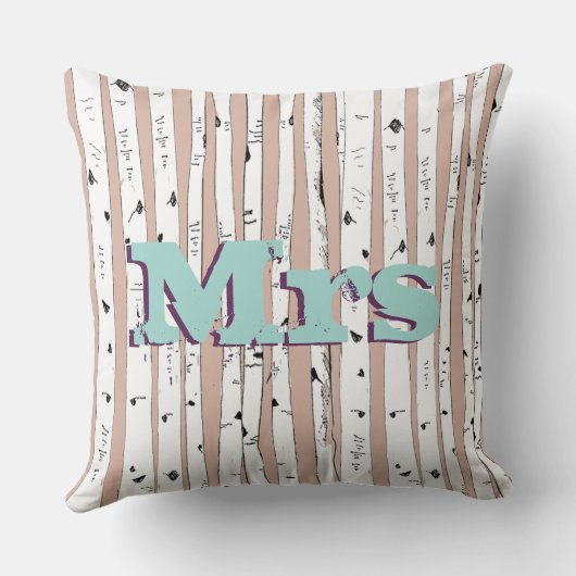 Mr of Mrs personalizes Birch Tree Kussens (Achterkant)