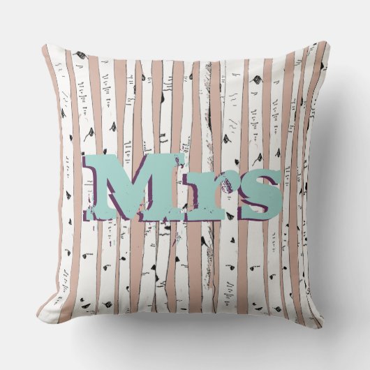 Mr of Mrs personalizes Birch Tree Kussens (Voorkant)