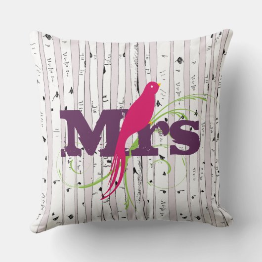 Mr of Mrs personalizes Birch Tree Kussens (Achterkant)