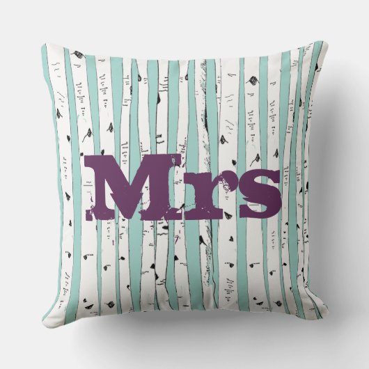Mr of Mrs personalizes Birch Tree Kussens (Achterkant)