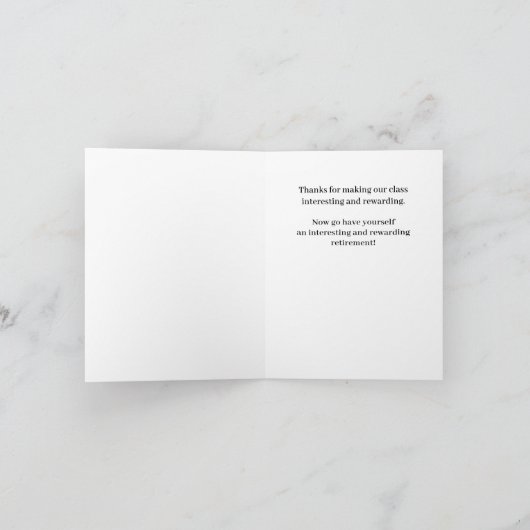 Mr. Olsen Teacher Retirement Congrats Card Kaart (Binnen)