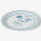 Mr One derful Blue Balloon First Birthday Papieren Bordje (Gekanteld)