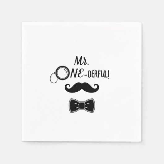 Mr. ONE-derful mustache and bowtie 1st birthday Servet (Voorkant)