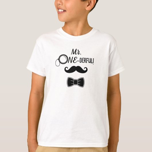 Mr. ONE-derful mustache and bowtie 1st birthday T-shirt (Voorkant)