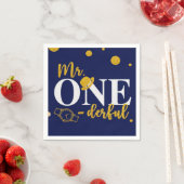 Mr. One-derful Navy Blue and Gold Birthday Party Servet (Insitu)