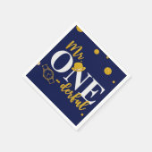 Mr. One-derful Navy Blue and Gold Birthday Party Servet (Hoek)