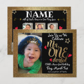 Mr. One-derful verjaardag uitnodigt Uitnodiging Briefkaart (Voorkant / Achterkant)