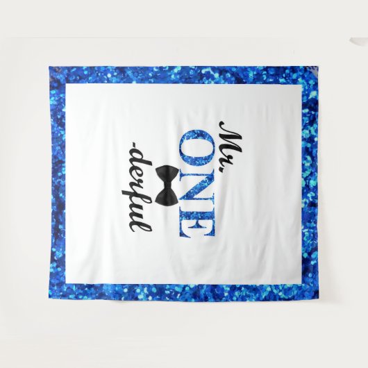 Mr. Onederful 1e verjaardag achtergrond Wandkleed (Voorkant (horizontaal))