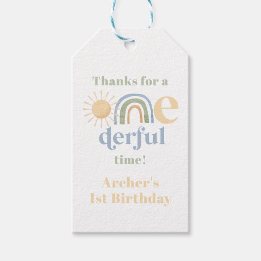 Mr. Onederful 1e Verjaardag Bijgesneden Dank u Lab Cadeaulabel (Voorkant)