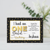 Mr Onederful 1e Verjaardag dank u briefkaart (Staand voorkant)