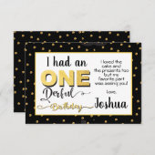 Mr Onederful 1e Verjaardag dank u briefkaart (Voorkant / Achterkant)