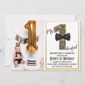 Mr. Onederful 1e verjaardag foto uitnodiging (Voorkant)