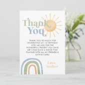 Mr. Onederful 1e verjaardag regenboog bedankje Kaart (Staand voorkant)