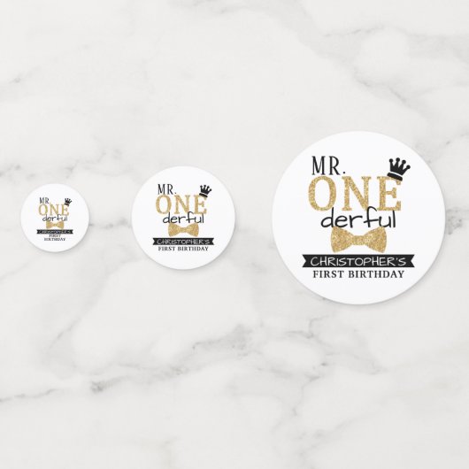Mr ONEderful 1st Verjaardagsfeestfoto Confetti (Voorkanten)