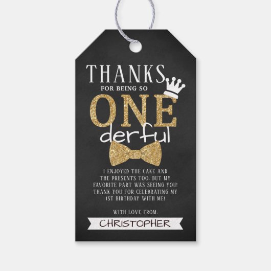 Mr ONEderful 1st verjaardagsfeestje dank u Cadeaulabel (Voorkant)