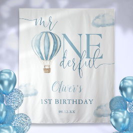 Mr. Onederful Balloon 1st Birthday Foto Achtergron Wandkleed