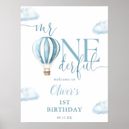 Mr. Onederful Balloon Boy 1st Verjaardag Welkom Poster