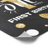 Mr Onederful Birthday Welcome Sign Boy Black Gold Poster (Hoek)