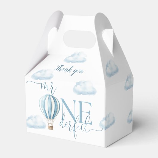 Mr Onederful Blue Balloon Boy 1st Birthday Bedankdoosjes (Achterkant)