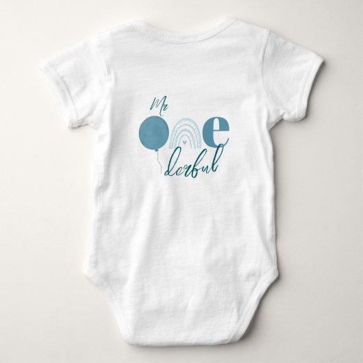 Mr Onederful Blue Cloud Boho First Birthday Romper (Achterkant)