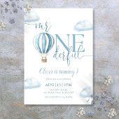 Mr. Onederful Blue Hot Air Balloon Boy 1e verjaard Kaart