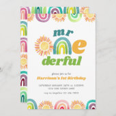 Mr ONEderful Boho Eerste Verjaardag Regenboog Kaart (Voorkant / Achterkant)