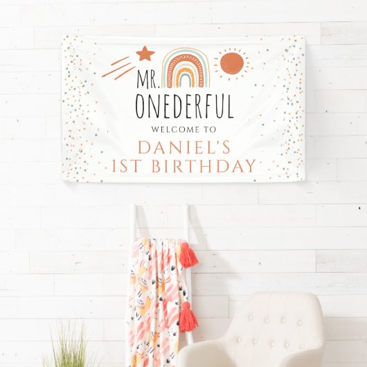 MR. Onederful Boho Rainbow 1st Birthday Welcom Sig Spandoek (Insitu)