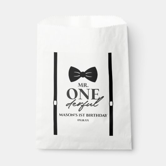 Mr ONEderful Bowtie Eerste 1e verjaardagsfeestje Bedankzakje (Voorkant)