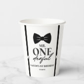Mr ONEderful Bowtie Eerste 1e verjaardagsfeestje Papieren Bekers (Achterkant)