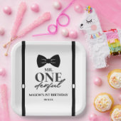 Mr ONEderful Bowtie Eerste 1e verjaardagsfeestje Papieren Bordje (Feest)