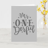 Mr Onederful Boy 1e verjaardag Kaart (Gele Bloem)