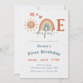 Mr ONEderful Boy 1st Verjaardag Uitnodiging (Voorkant)