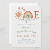 Mr ONEderful Boy 1st Verjaardag Uitnodiging (Voorkant / Achterkant)