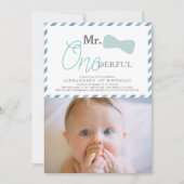 Mr. ONEderful Boy Blue Foto 1e verjaardag Kaart (Voorkant)