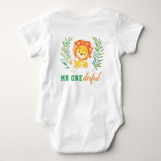 Mr. Onederful Eerste 1e Verjaardag Wild One Lion Romper (Achterkant)
