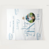 Mr. Onederful Fotoballon 1e verjaardag achtergrond Wandkleed (Voorkant (horizontaal))