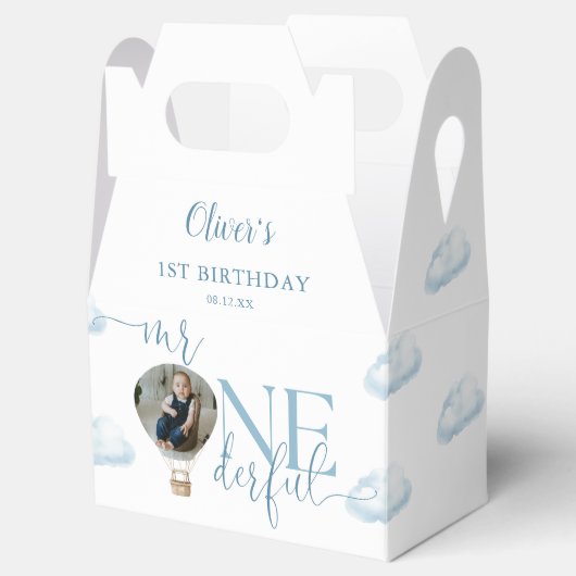Mr. Onederful Fotoballon Jongen 1e verjaardag Bedankdoosjes (Geopend)