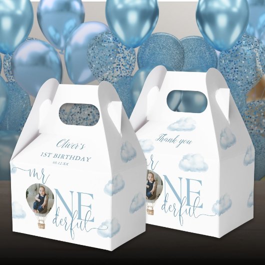 Mr. Onederful Fotoballon Jongen 1e verjaardag Bedankdoosjes