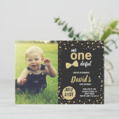Mr Onederful Gold Boy 1e verjaardag met foto Kaart (Staand voorkant)