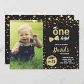 Mr Onederful Gold Boy 1e verjaardag met foto Kaart (Voorkant / Achterkant)