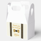 Mr. Onederful goud en zwarte boog stropdas Bedankdoosjes (Geopend)