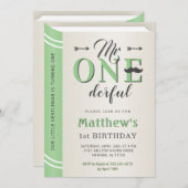 Mr Onederful Green Mustache 1e eerste verjaardag Kaart (Voorkant / Achterkant)