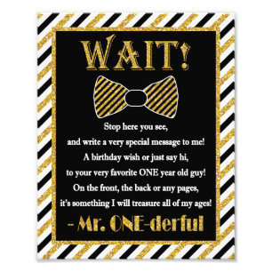 Mr ONEderful Guest Book Sign - Foto van 8 x 10 inc Afdruk