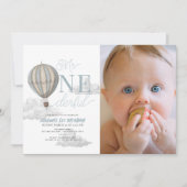 Mr. Onederful Hete Luchtballon 1e Verjaardag Foto Kaart (Voorkant)