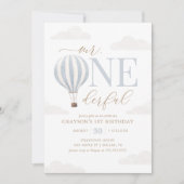 Mr. Onederful Hete Luchtballon 1e Verjaardag Kaart (Voorkant)