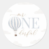 Mr Onederful Hete Luchtballon Verjaardag Ronde Sticker (Voorkant)