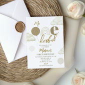 Mr ONEderful Neutral First Birthday Invitation Kaart