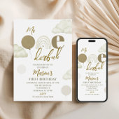 Mr ONEderful Neutral First Birthday Invitation Kaart